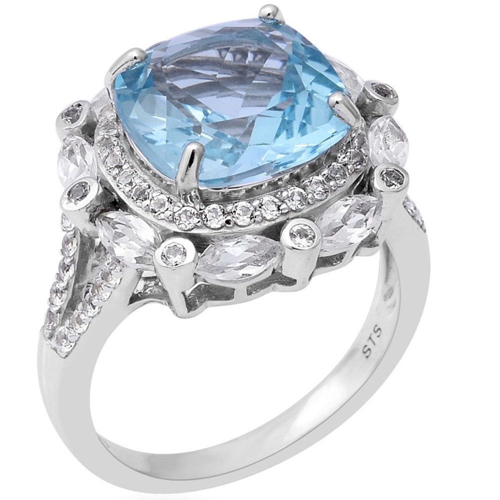 🦋Genuine Sky Blue Topaz Cocktail Ring🦋 - Picture 6 of 9